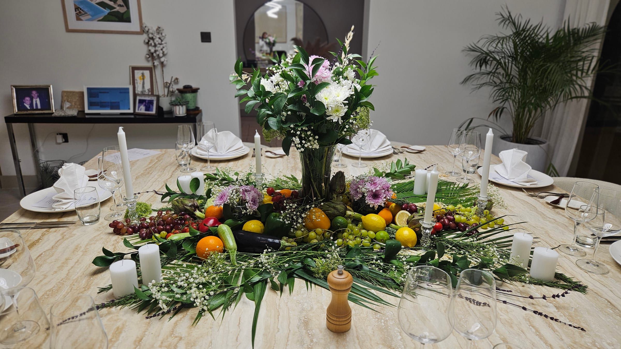 A Dubai table dressed for iftar at home.