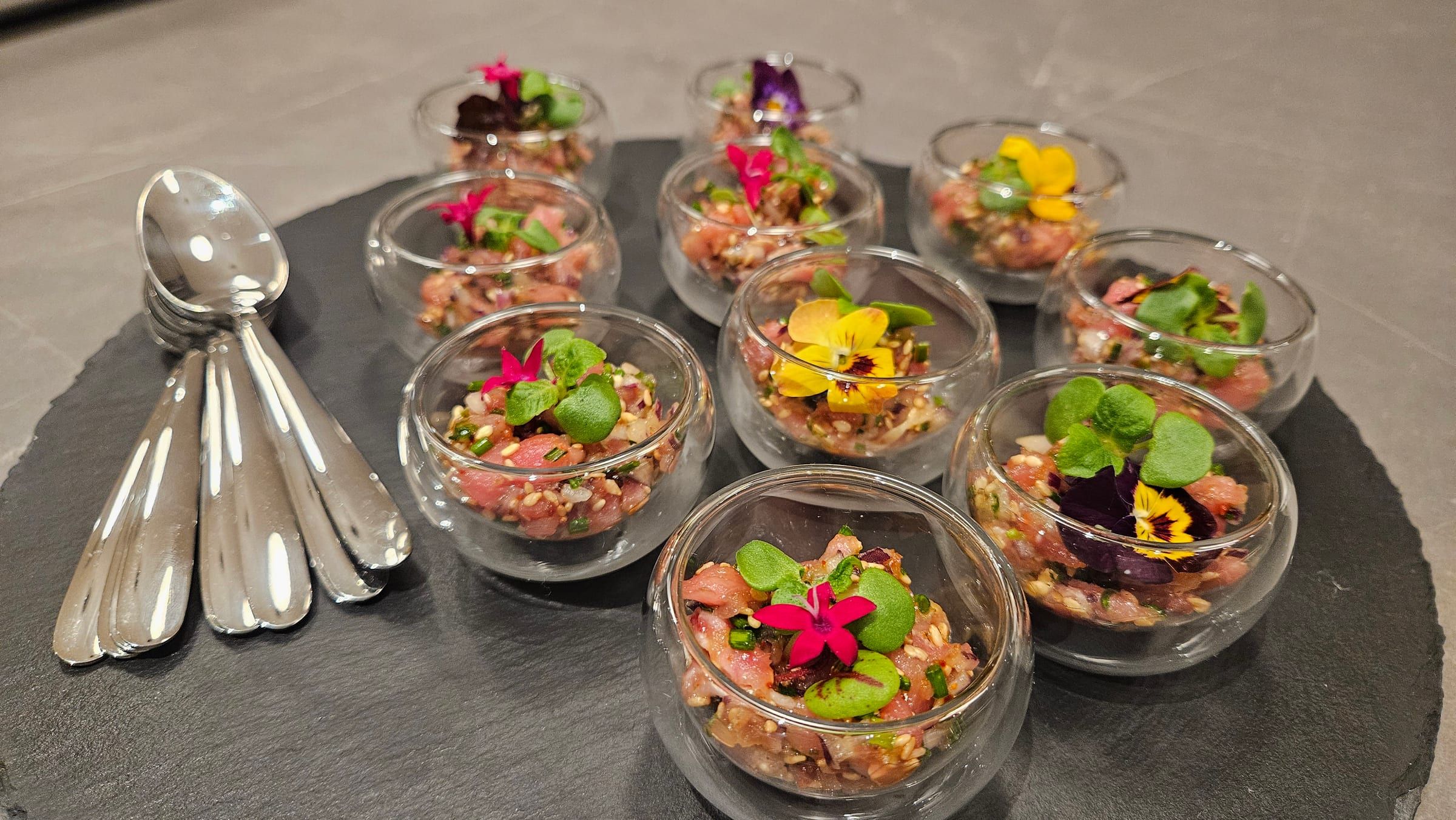 Canapé verrines for a celebration.