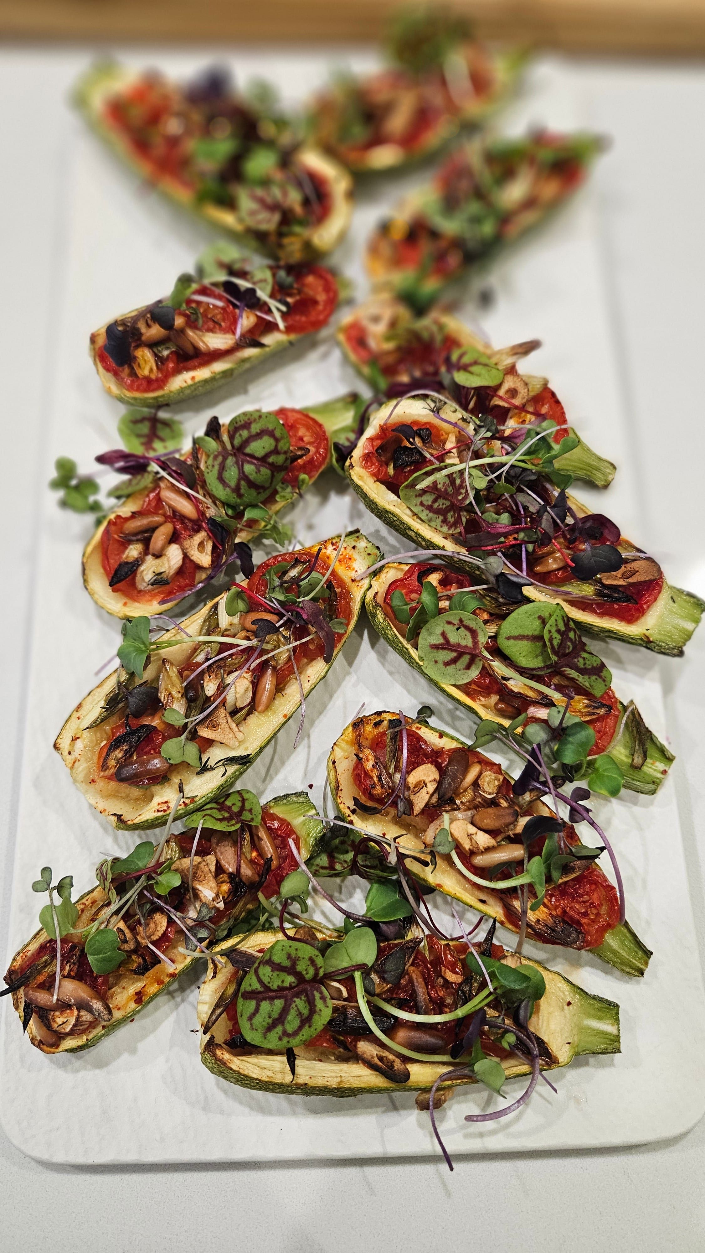 A spread of colourful canapés for an iftar gathering.