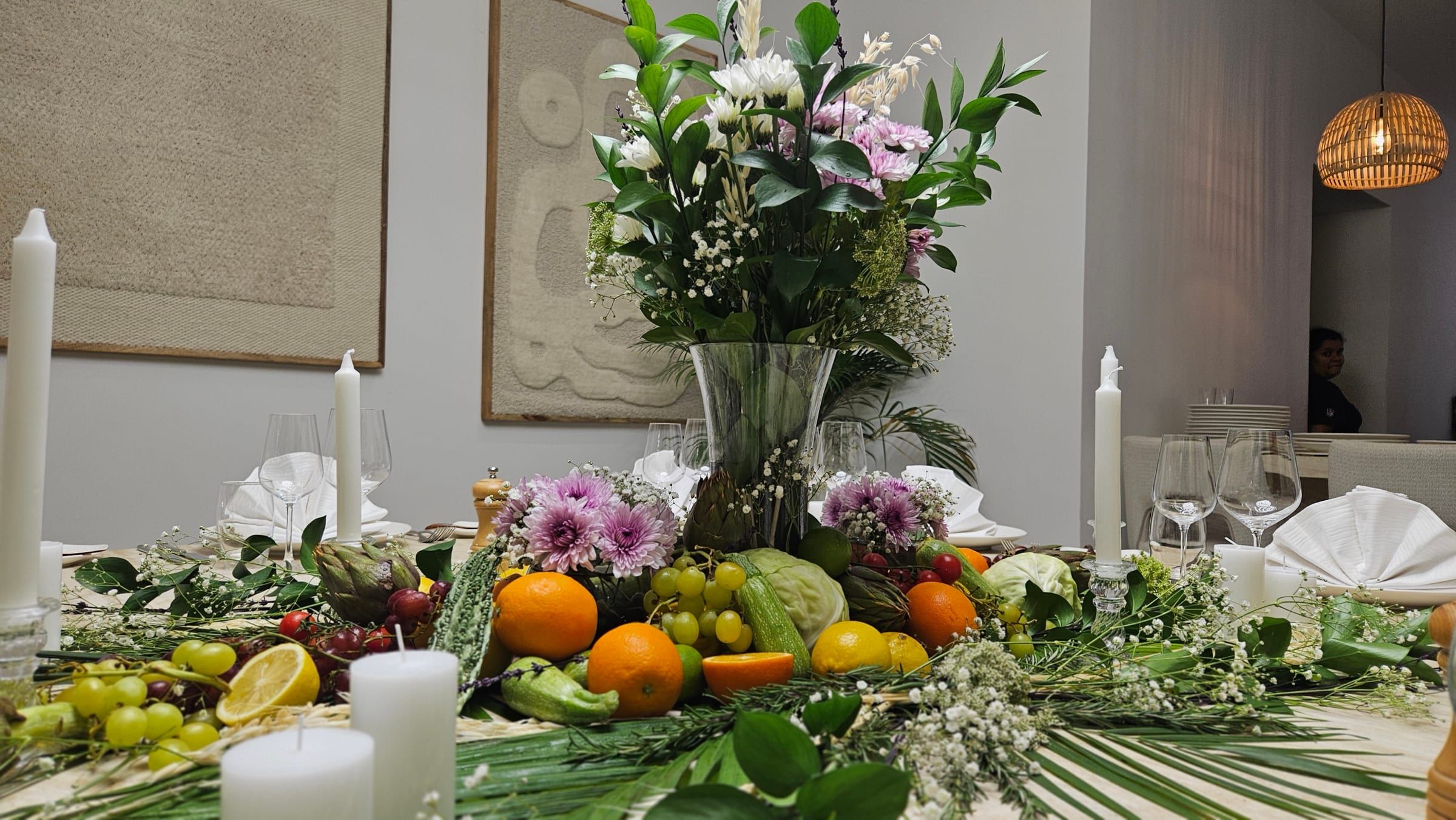 A Ramadan iftar table dressed for the evening